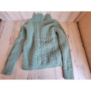 Mini Boden 12y green sweater quarter button up long sleeve winter